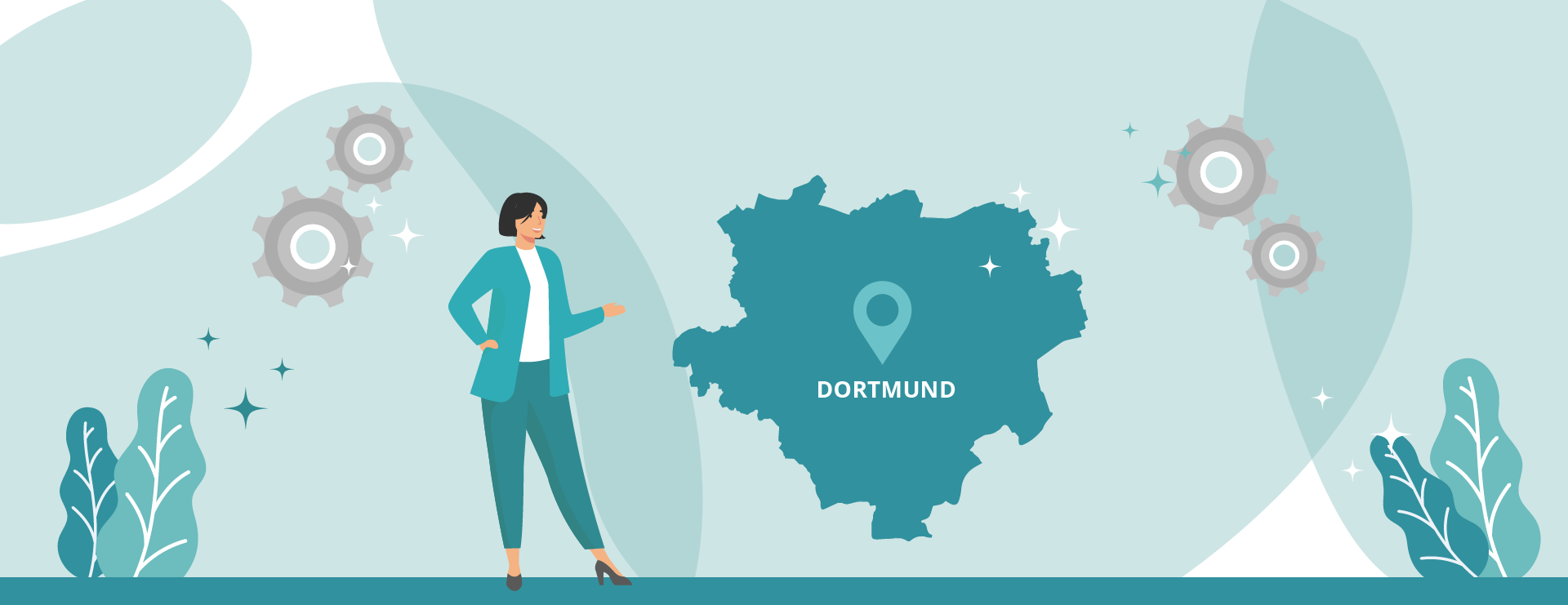 Veranschaulichung der Steuerberatung shp in Dortmund in Form einer blauen Illustration 