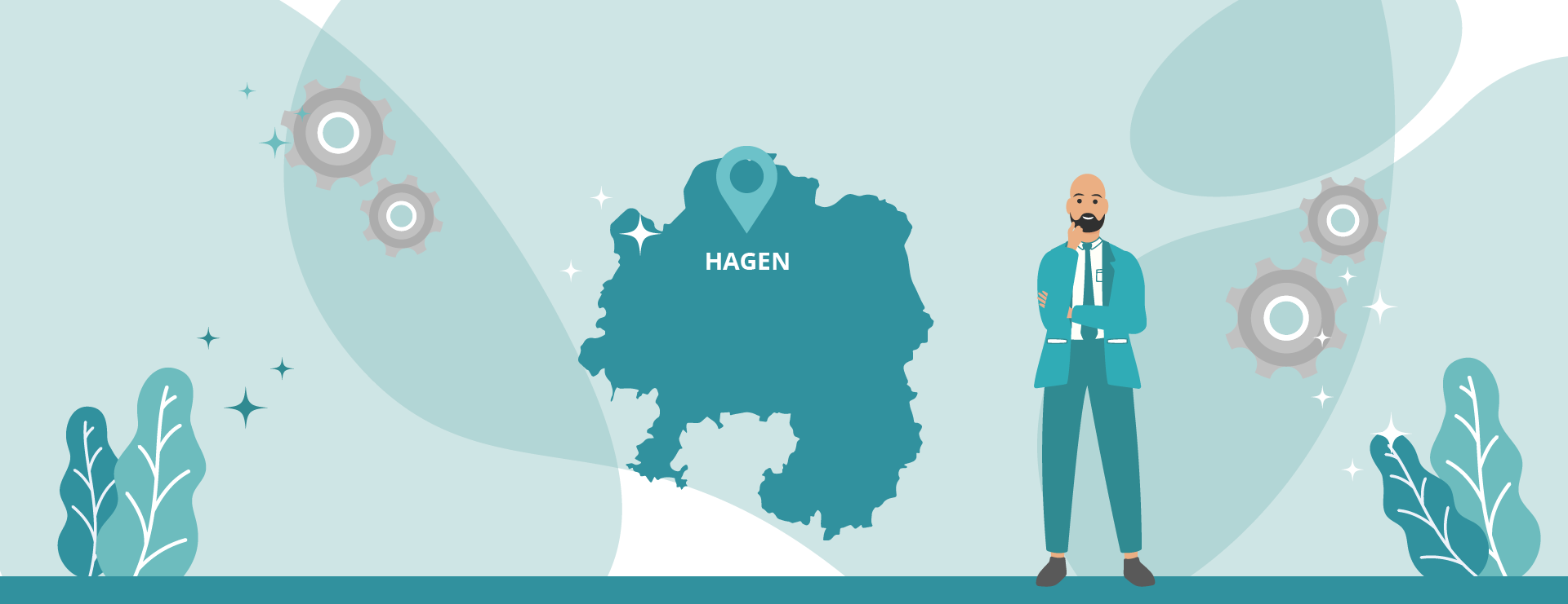 Veranschaulichung der Steuerberatung shp in Hagen in Form einer blauen Illustration 